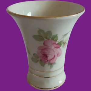 Schumann Germany rose vase white gold pink